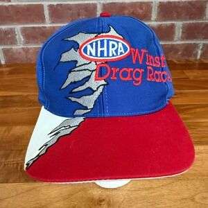 Vtg‎ Kudzu NHRA Winston Drag Racing Snapback Hat Blue Red White Trucker Cap Mens